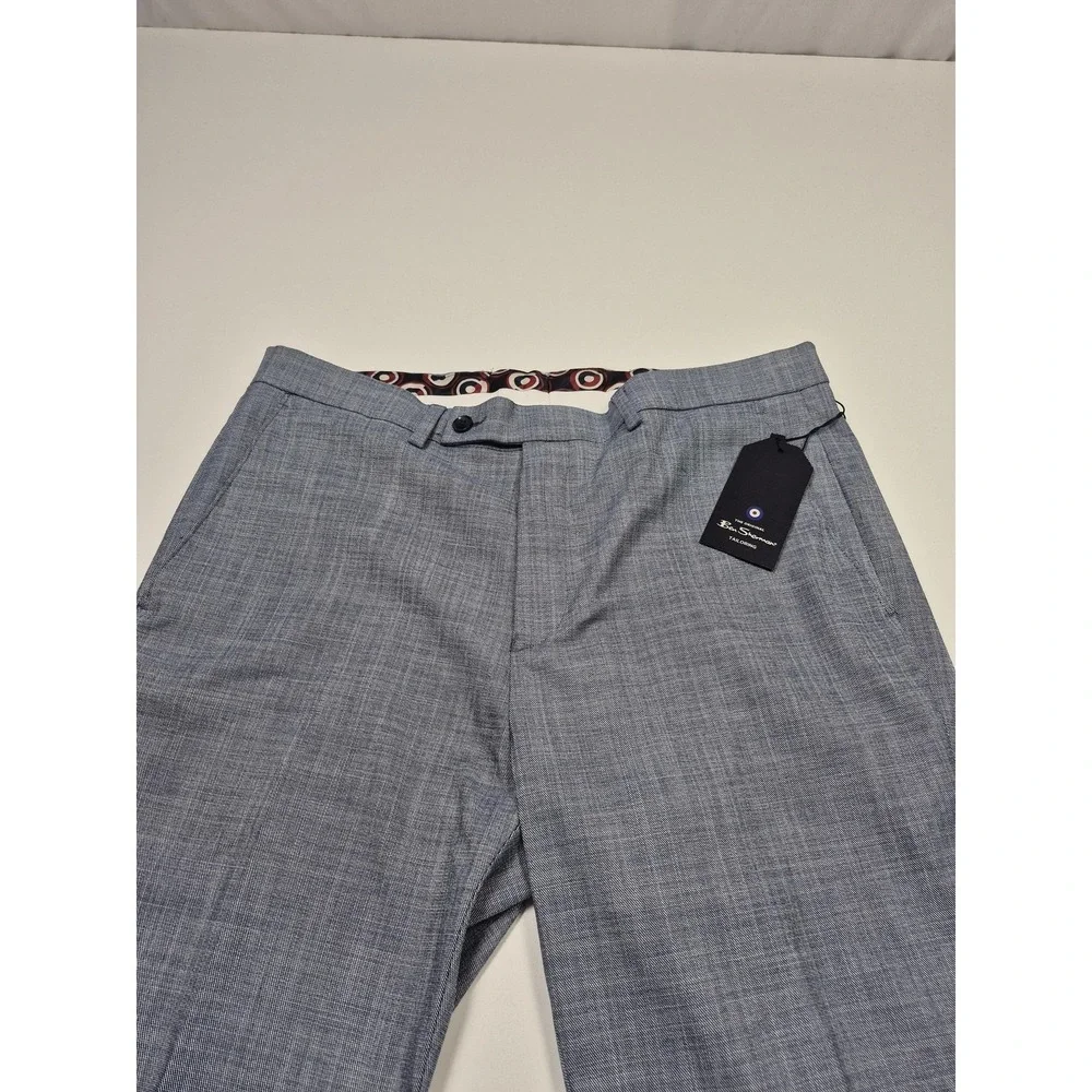Ben Sherman Suit Pants Mens 34x34 Blue Polyester Viscose Stretch Slim Fit NWT